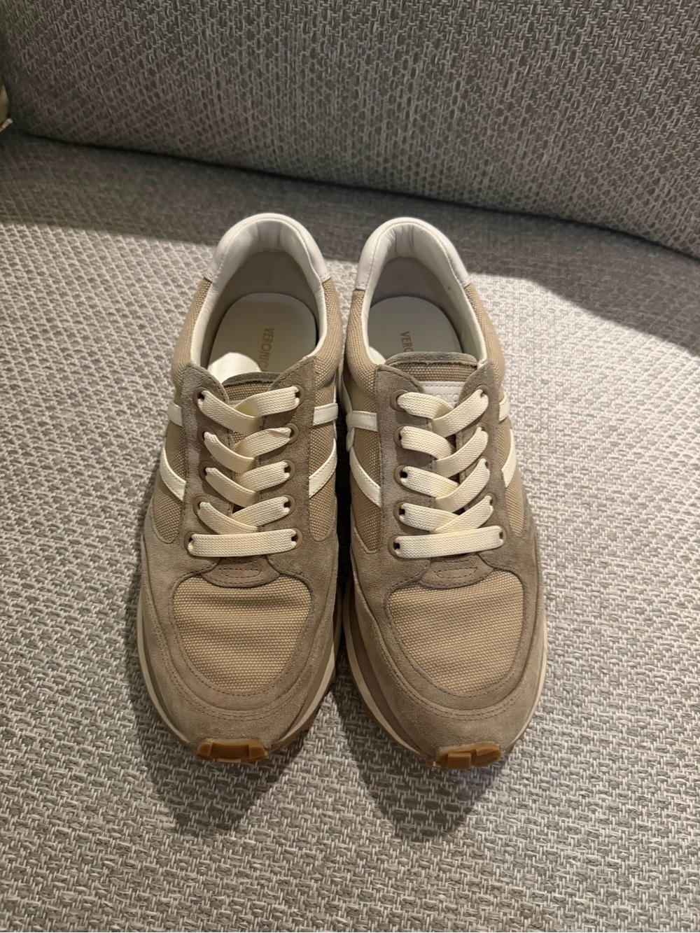 Veronica Beard Valentina sneakers in cobblestone. Worn once. Perfect condition.